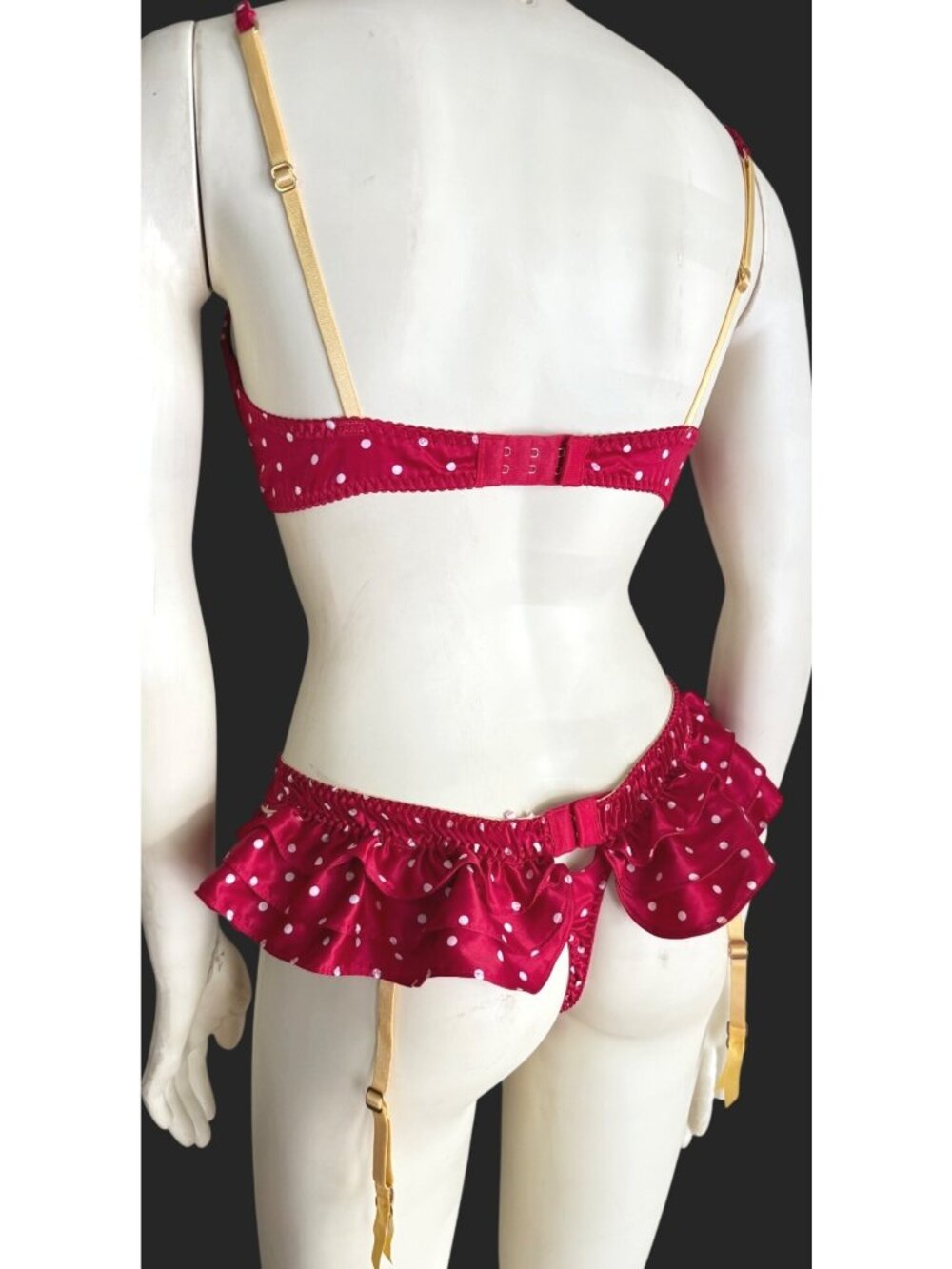 Size 34C/M Victoria's Secret Sexy Little Things red polka dot teddy lingerie Y2 - Picture 5 of 16